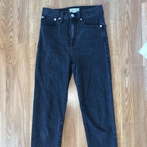 Black, straight legged madewell jeans